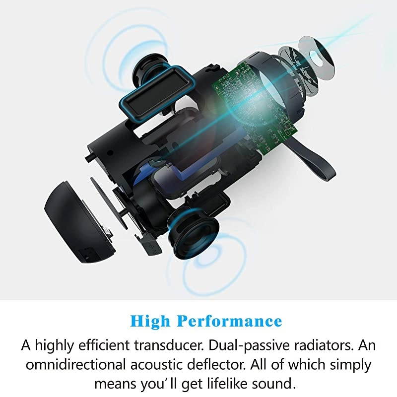 Waterproof Bluetooth Speakers Outdoor Wireless Portable Speaker with 20 Hours Playtime Superior Sound for Camping, Beach, Sports, Pool Party, Shower (Dark Grey)