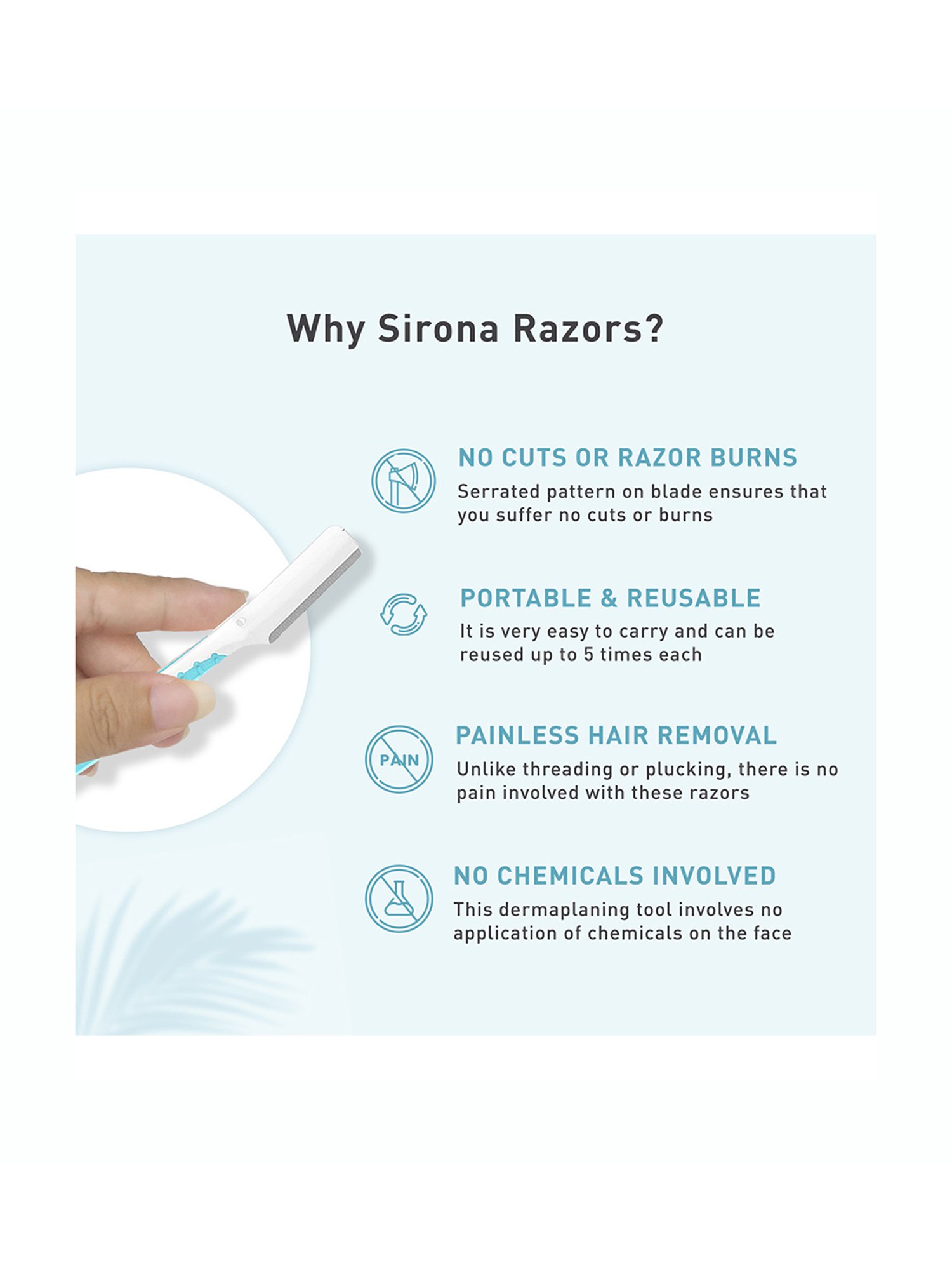 Sirona Precision Shave Eyebrow & Face Razor for Women - 3 Razors