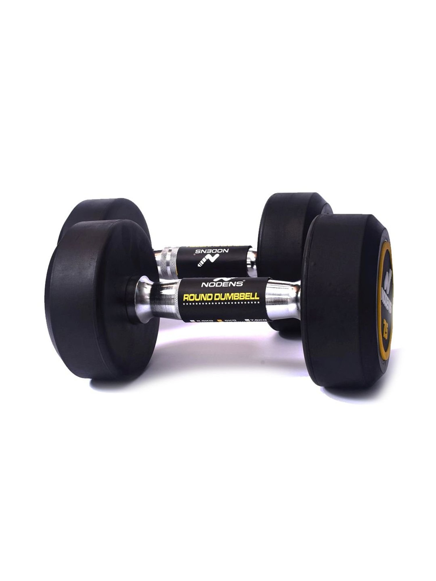 NODENS Black Rubber Coated Round Dumbbells (10 kg)