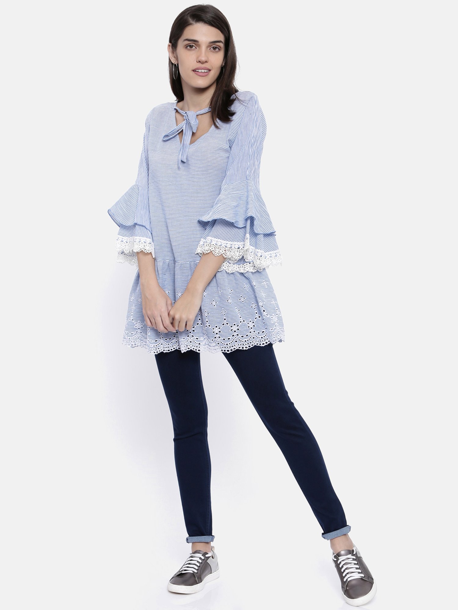 The Kaftan Company Blue Striped Top