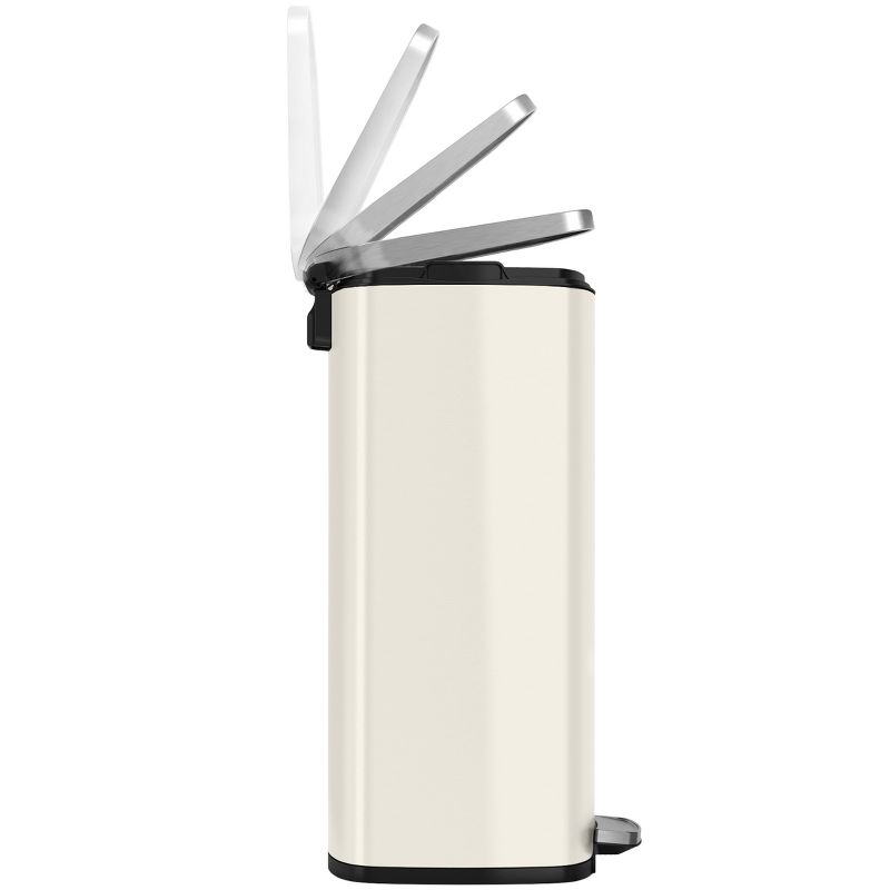 iTouchless SoftStep Step Pedal Kitchen Trash Can with AbsorbX Odor Filter 13.2 Gallon White Stainless Steel