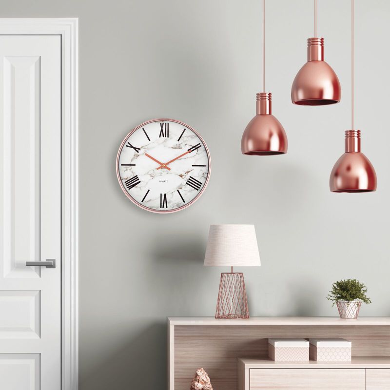 mDesign Modern Wall Clock for the Office, Bedroom, Kitchen - Marble