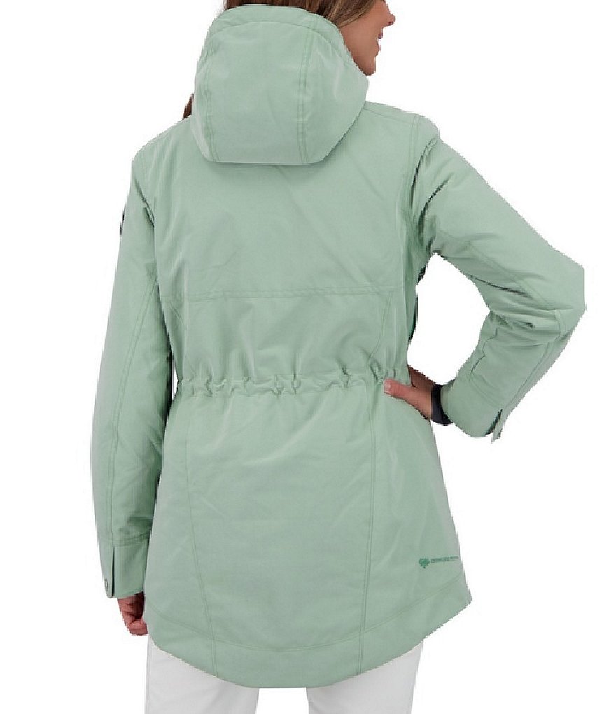 Obermeyer Celestia Hooded Stand Collar Thumbhole Cuff Interior Pocket Ski Jacket