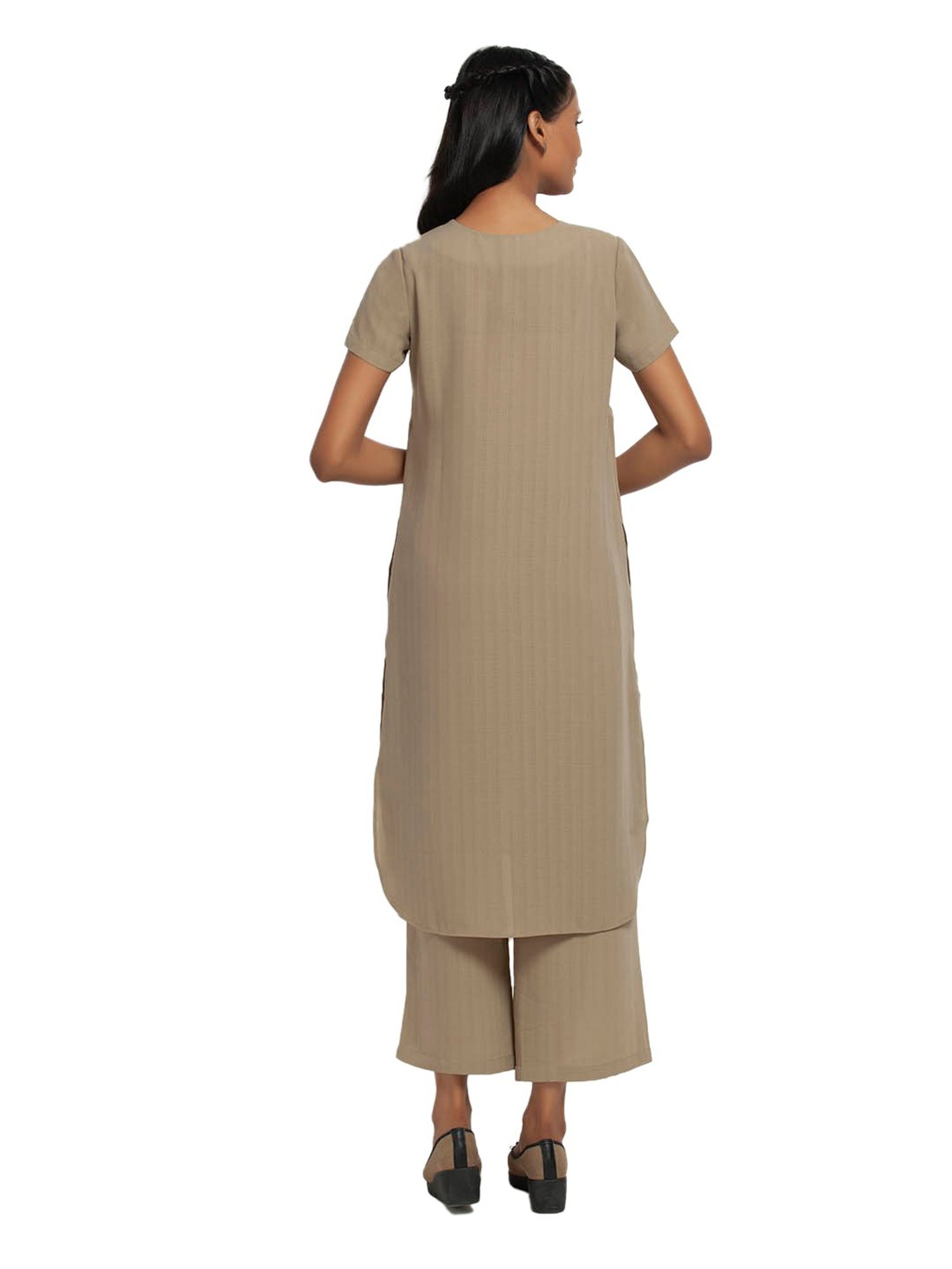 Office & You Beige Straight Fit Kurta