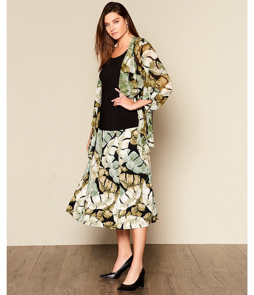 Ali Miles Petite Size Open Mesh Two Button Front 3/4 Sleeve Jacket