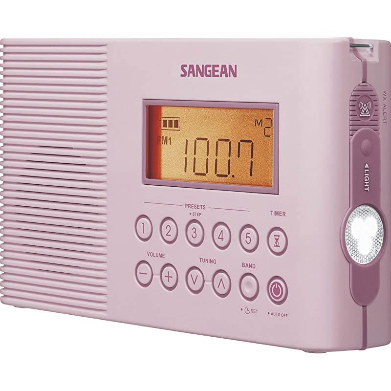 H201 Portable AMFMWeather Alert Digital Tuning Waterproof Shower Radio Pink