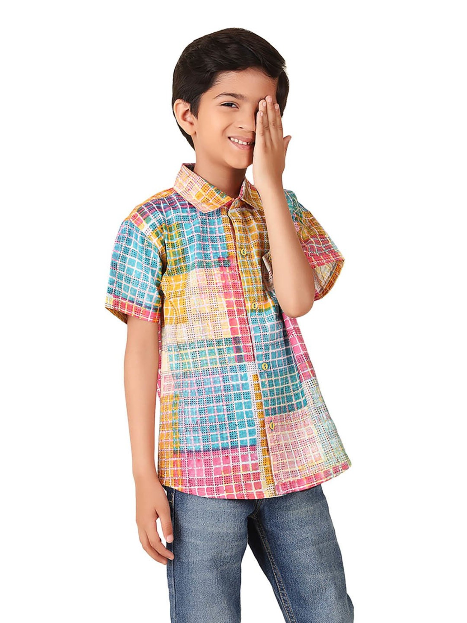 Fabindia Kids Multicolor Printed Shirt
