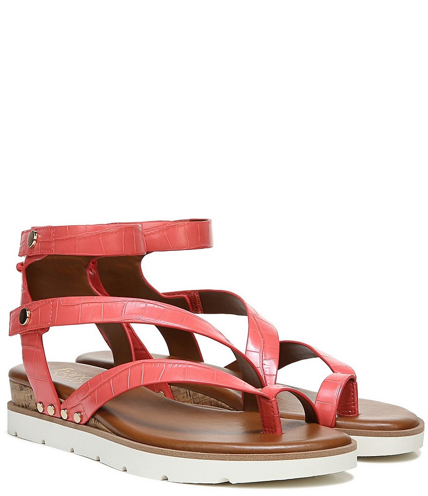 Franco Sarto Daven Croc Embossed Gladiator Wedge Sandals
