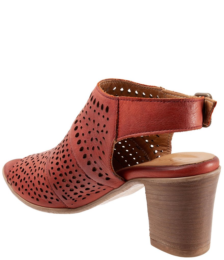 Bueno Upton Perforated Leather Block Heel Sling Sandals