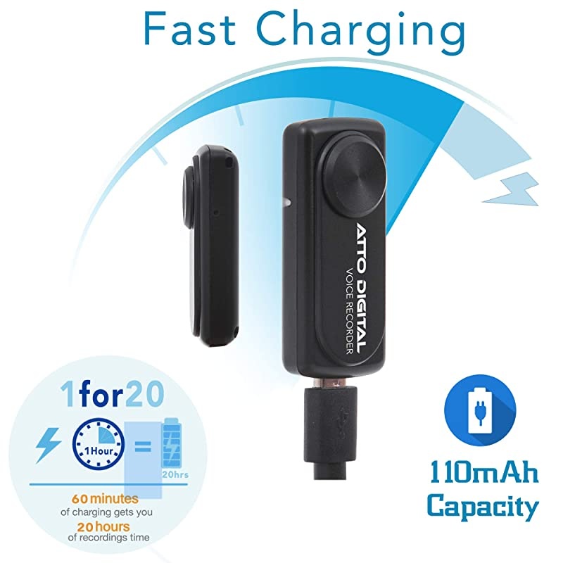 Voice Recorder with 20 Hours Battery Life | Ideal for Lectures Meetings or Interviews | 141 Hours Capacity on 8GB | nanoREC by aTTo Digital