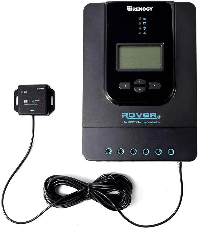 Renogy multip Advanced Rover Li 30 Amp 12V/24V DC Input MPPT Solar Charge Controller with Bluetooth and LCD screen and multiple LED indicators, 30Amp-BT&hellip;