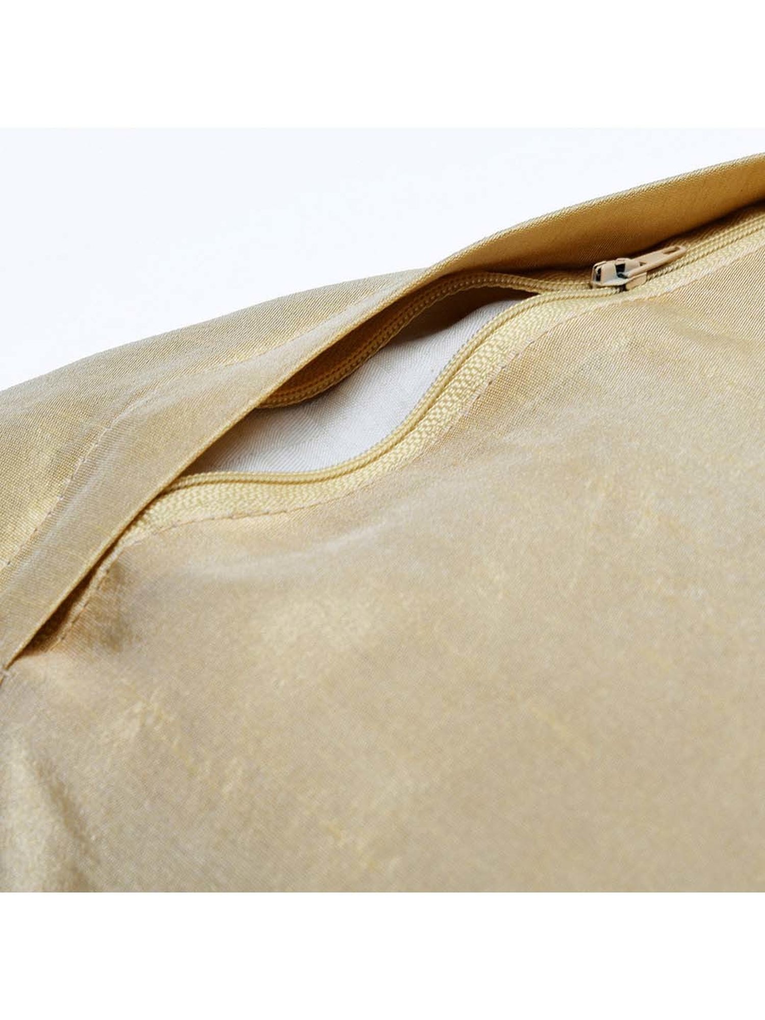 @home Nilkamal Off White & Gold Polyester Cushion Cover