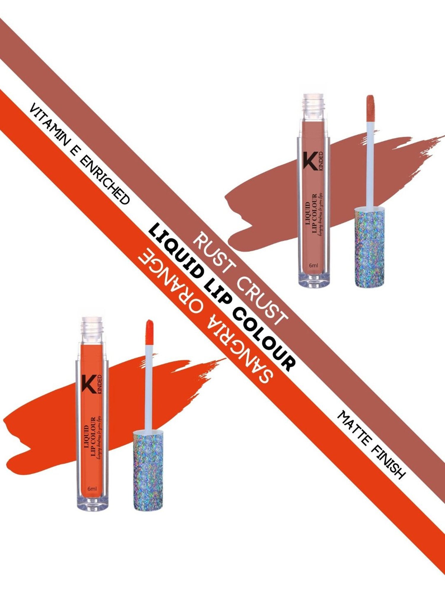 KINDED Liquid Lip Colour 05 Rust Crust & 08 Sangria Orange Combo