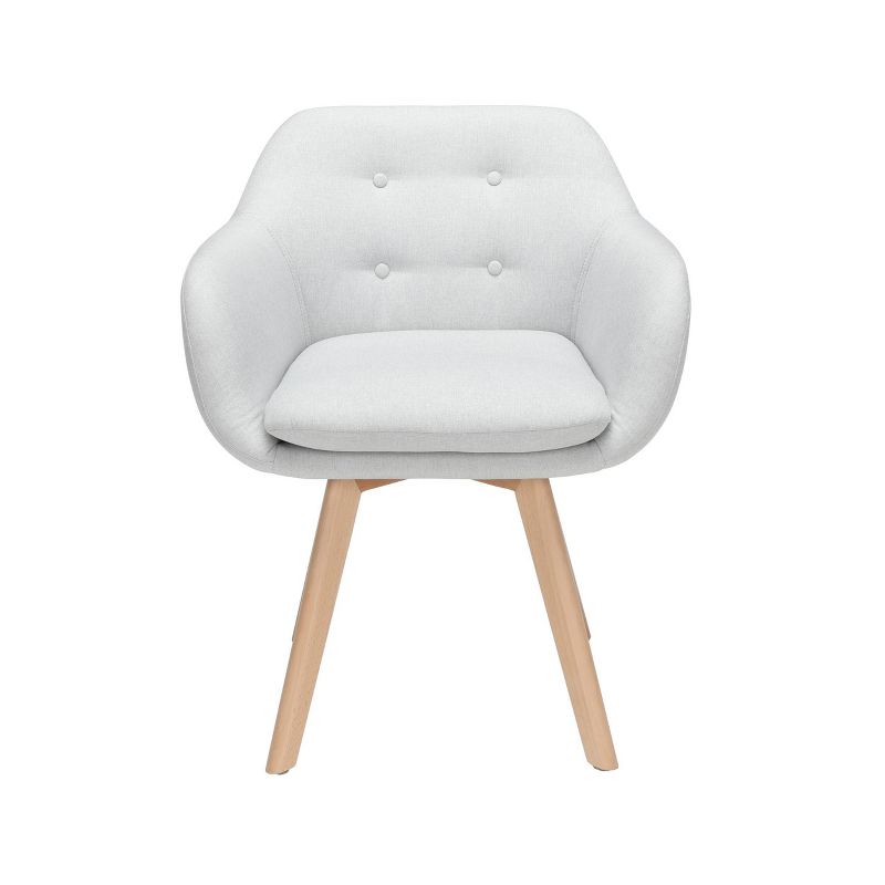 Set of 2 Tufted Fabric Mid-Century Modern Accent Chair with Arms Dining Chair Solid Beechwood Legs Light Gray - OFM