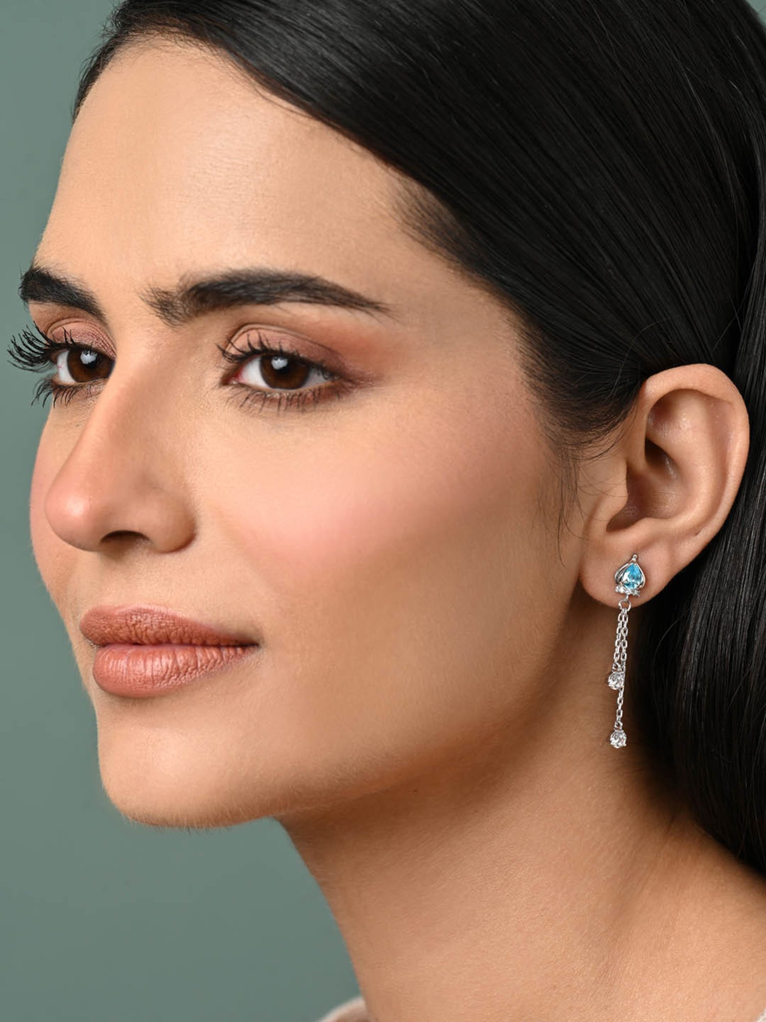 Clara 925 Sterling Silver Platinum Plated Swiss Zirconia Elsa Solitaire Drop Earrings for Women