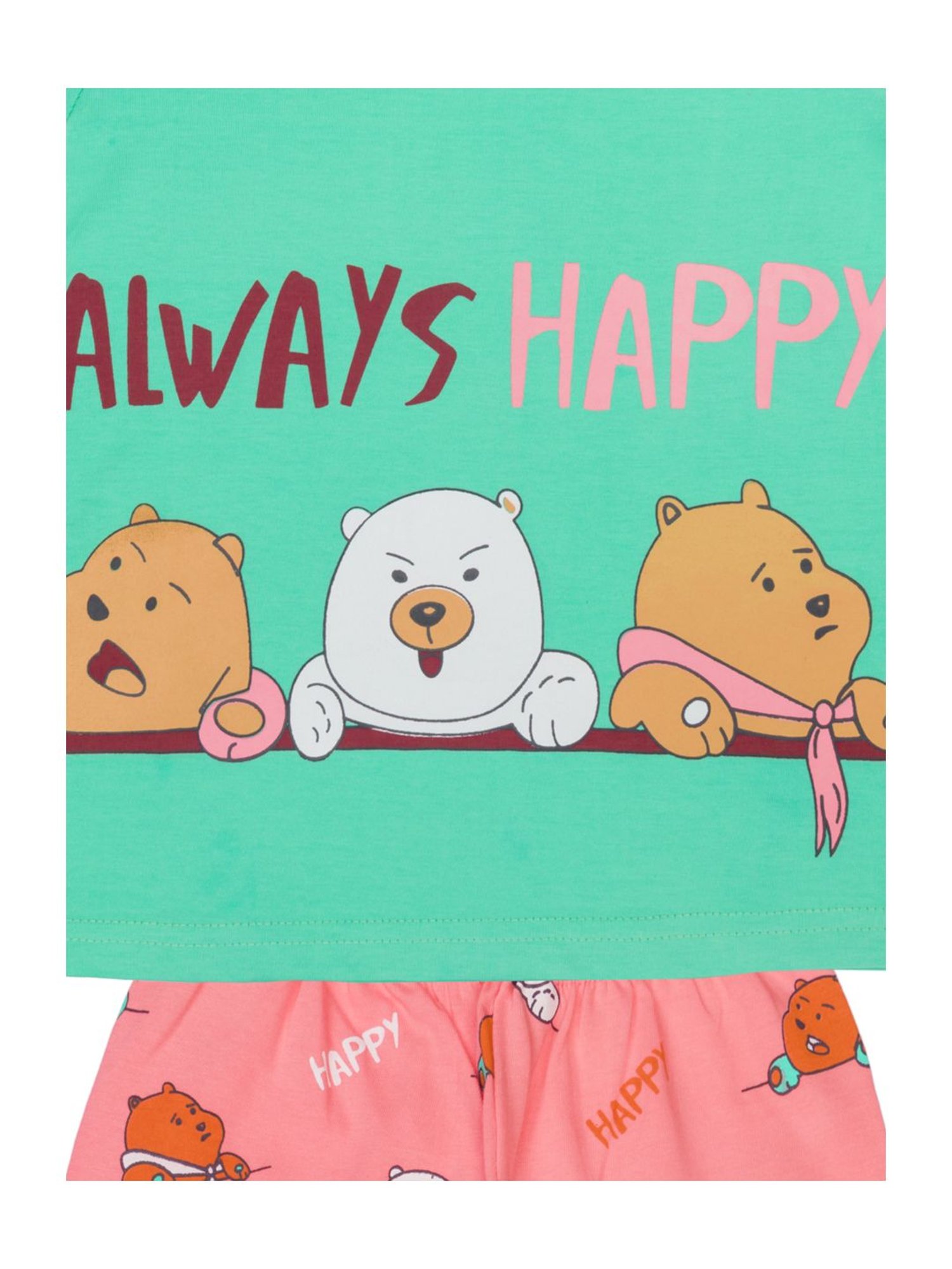 Todd N Teen Kids Sea Green Cotton Printed T-Shirt & Capris