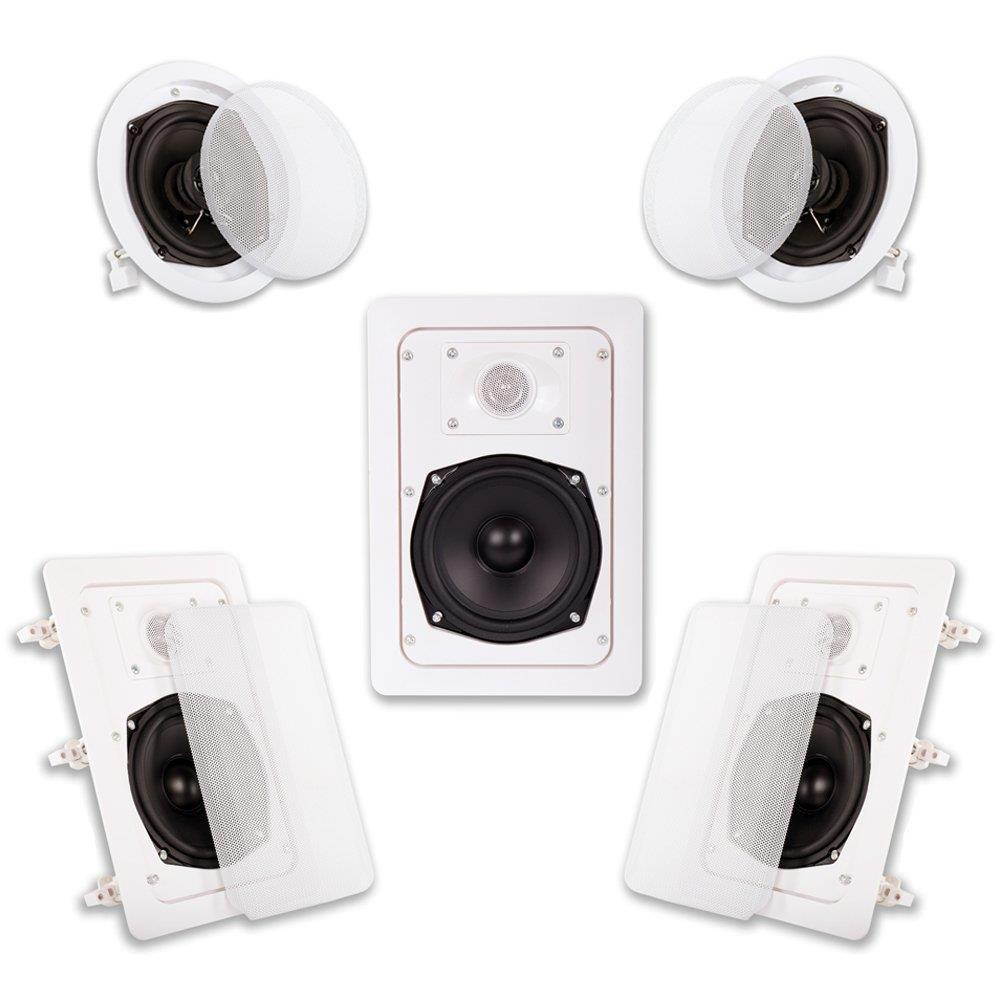 Acoustic Audio HT-55 In Wall In Ceiling 1000 Watt Home Theater 5 Speaker System