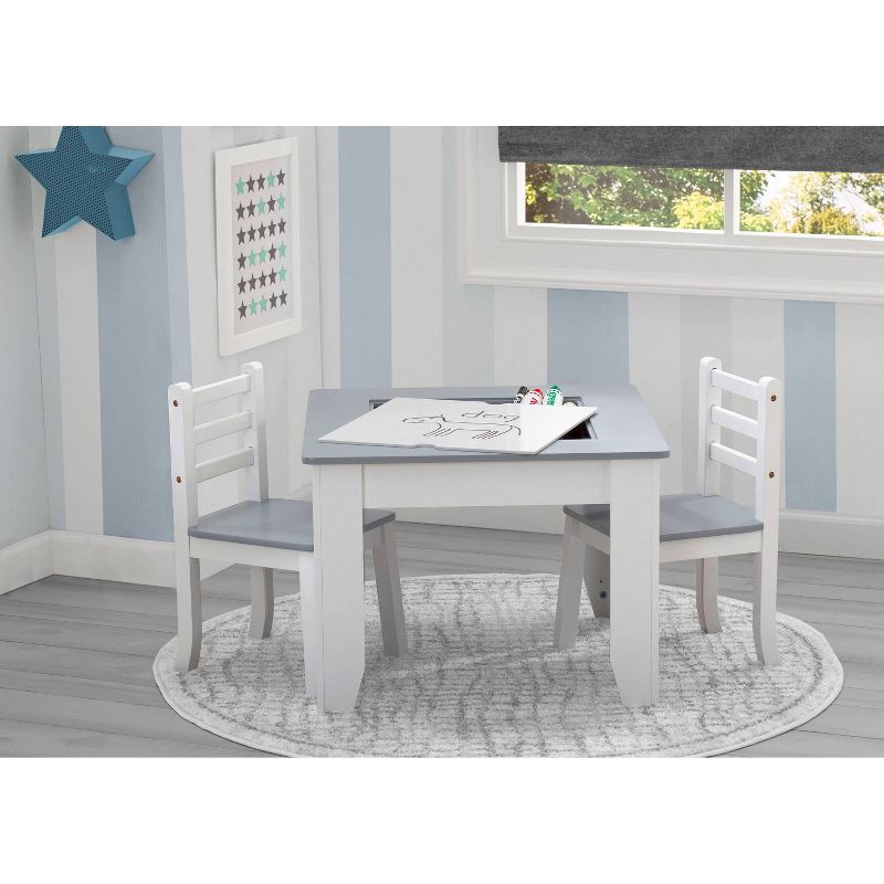 Delta Children Chelsea Wood Table and Chair Set - Gray/White