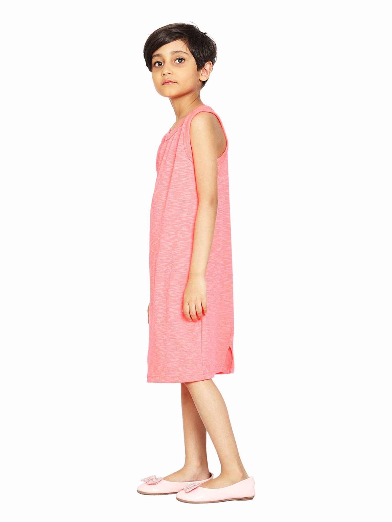 Kiddopanti Kids Pink Solid Dress