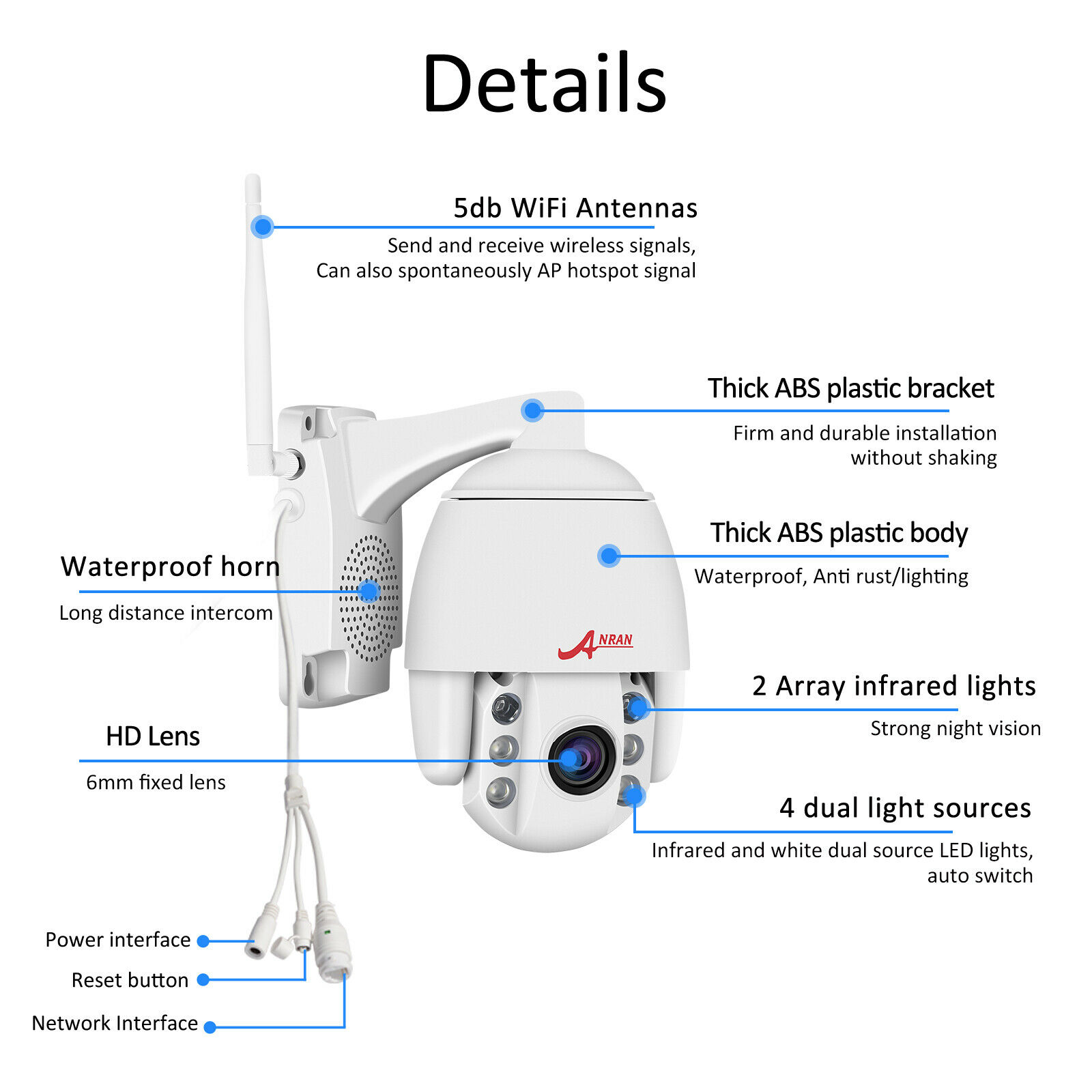 Pan Tilt Outdoor Security Camera, 1920P/5MP Home WiFi IP Camera, Pan Tilt Dome Surveillance Cam, Two Way Audio Motion Detection Clear Night Vision Onvif Waterproof CCTV Camera Support Max 128G SD