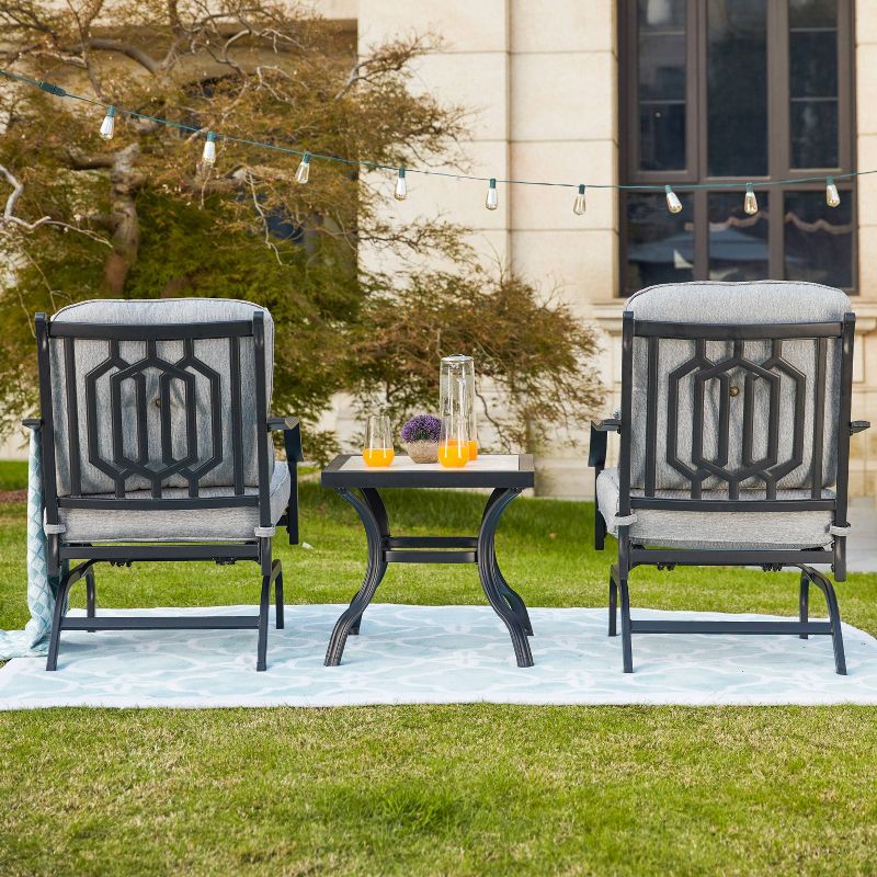 3pc Steel Patio Seating Sets Gray - Lokatse