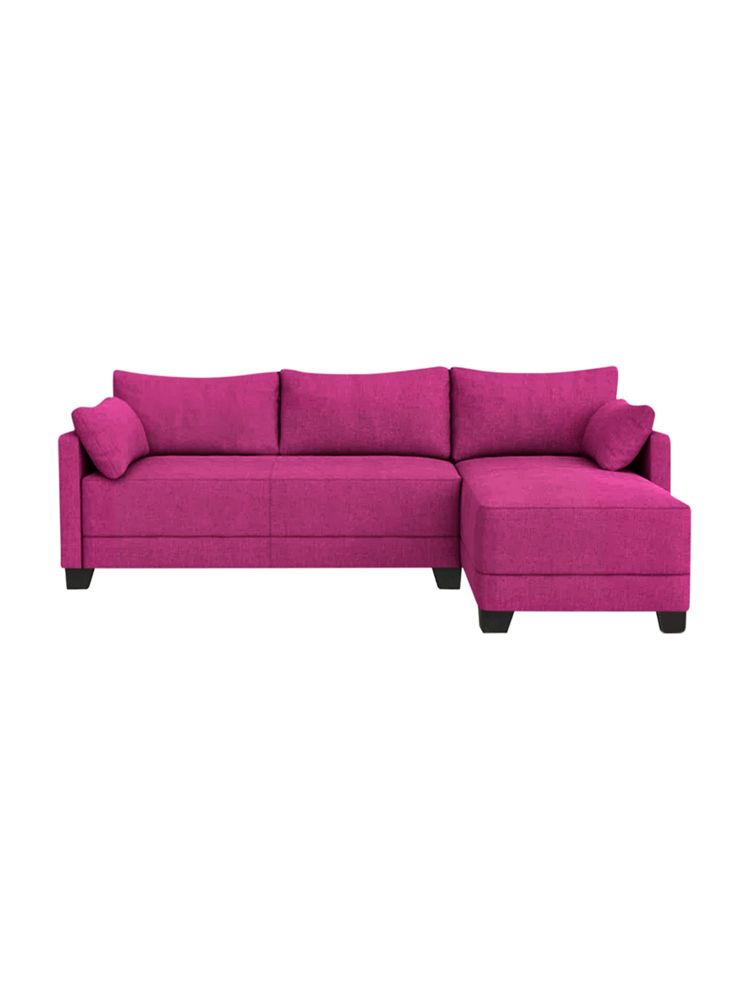 Trevi Duke Purple Fabric & Neem Wood 6 Seater RHS Sectional Sofa