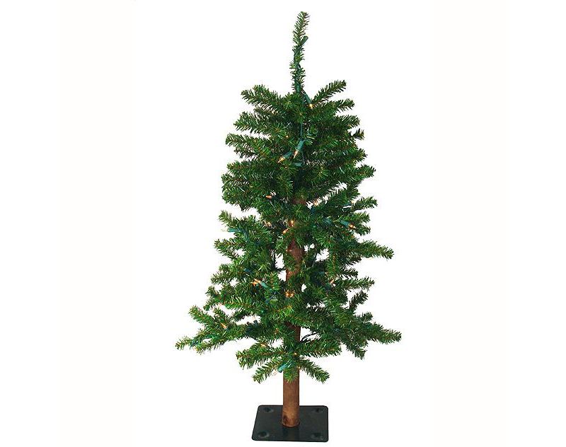 Darice 3' Pre-Lit Artificial Christmas Tree Pencil Two-Tone Alpine - Clear Lights