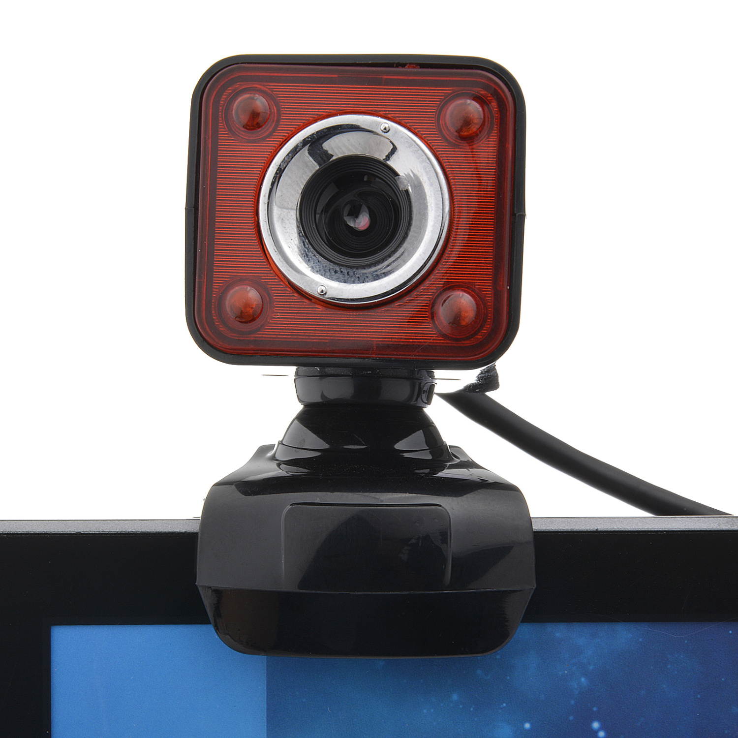 12.0M Pixels HD Night Vision Computer Camera with 10m Sound-absorbing Microphone, Webcam with 4 LED Lights, Can Rotate 360 Degrees Freely, Support Netmeeting, Live Broadcast and Skype etc. (Black)