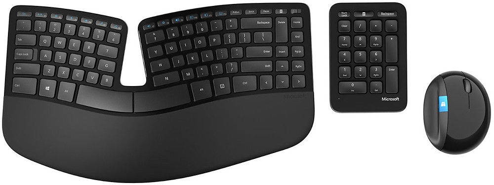 Microsoft - Sculpt Ergonomic  - Black Desktop Wireless USB Keyboard and Mouse