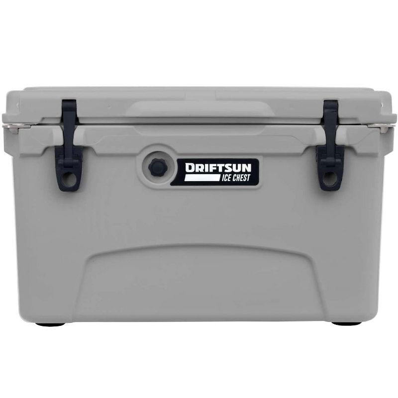 Driftsun Heavy Duty Rotomolded Thermoplastic UV Resistant Portable 45 Quart Insulated Hardside Ice Chest Beverage Cooler, Grey