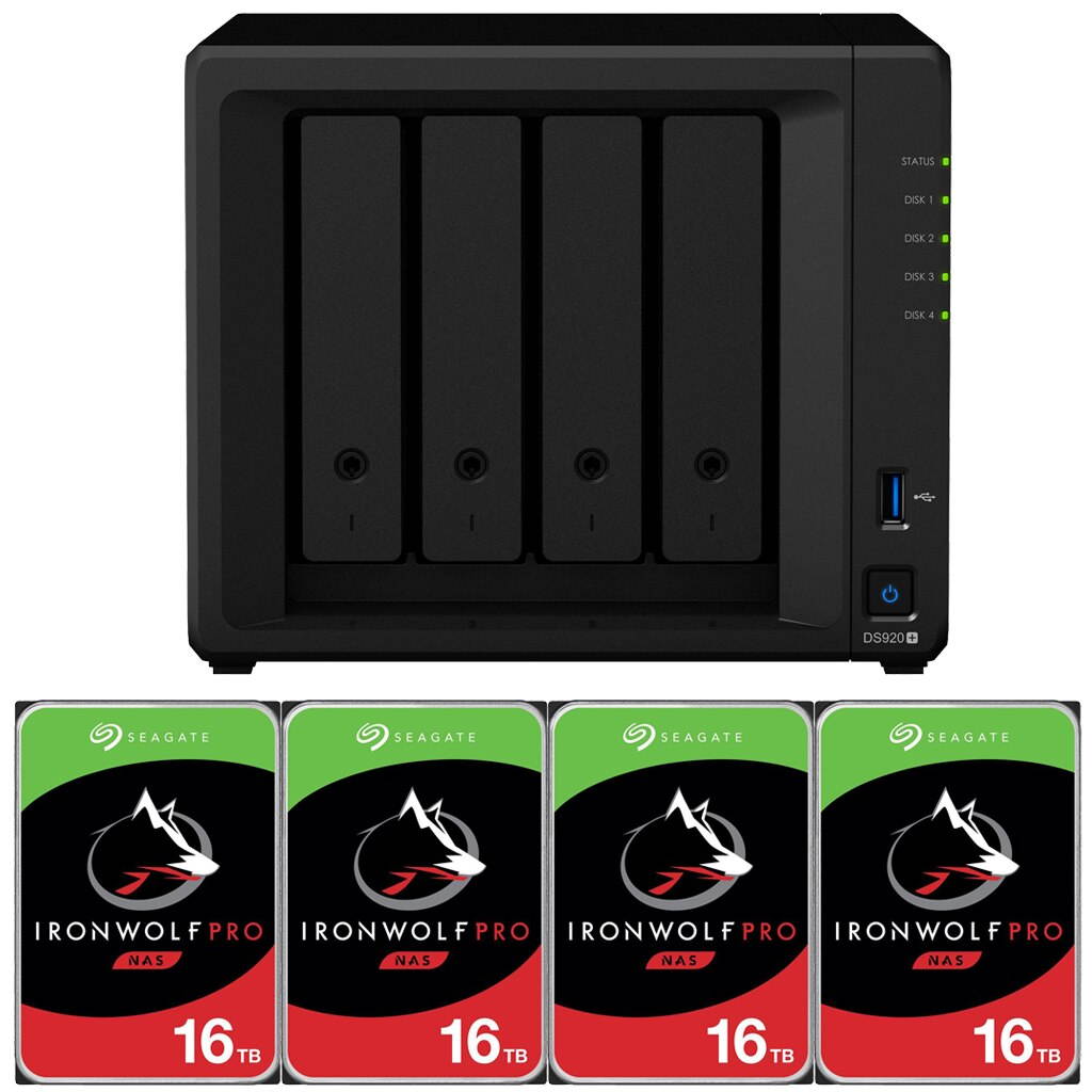 Synology DS920+ DiskStation with 8GB RAM and 48TB (4 x 12TB) of Seagate Ironwolf PRO Drives Fully Assembled and Tested By CustomTechSales