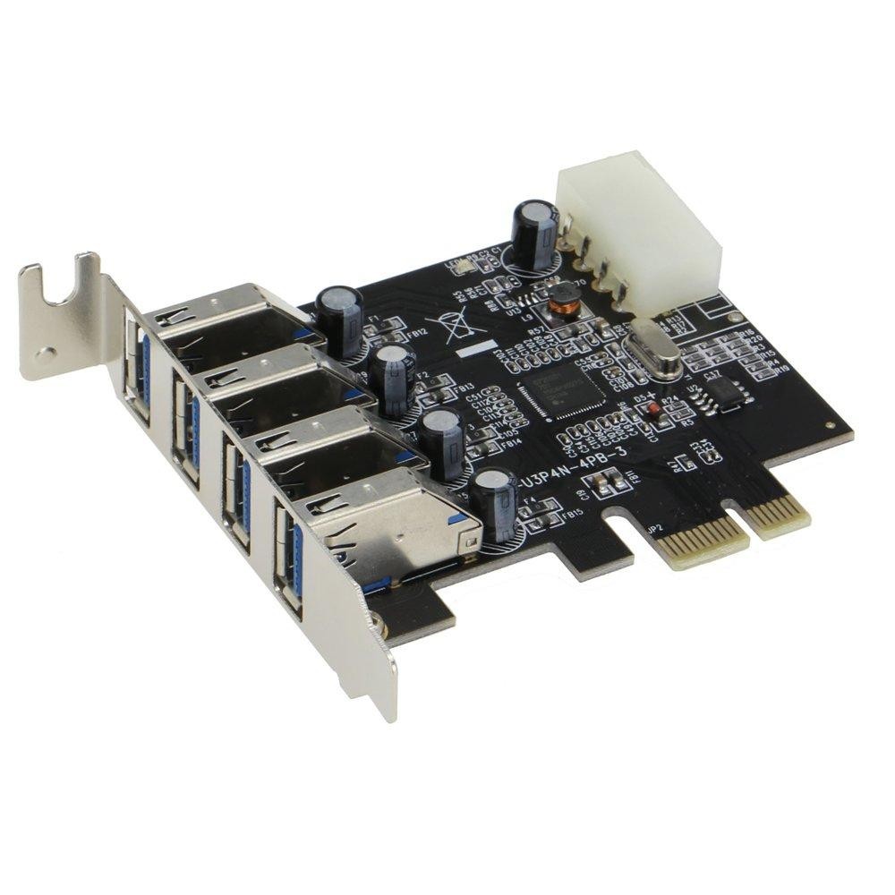 SEDNA - PCI Express 4 Port (4E) USB 3.0 Adapter - with Low Profile Bracket - (NEC/Renesas uPD720201 chipset)