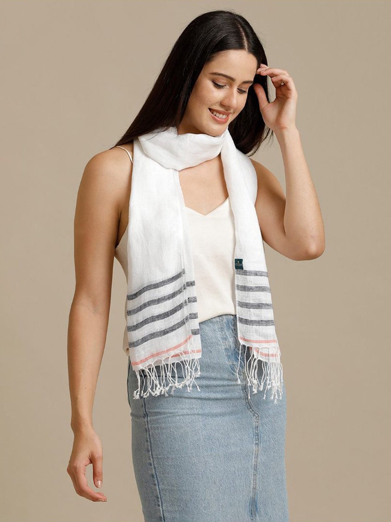 Linen Club White Pure Linen Stole