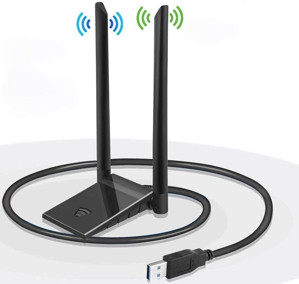 USB WiFi AdapterUSB 3.0 Cradle with Extension Cable Dongle Antenna 5.8GHz/867Mbps 2.4GHz/300Mbps Wireless AC 1200MbpsDual Band Network for Desktop Laptop Windows XP/Vista/7/8/10 MAC OS (Black)