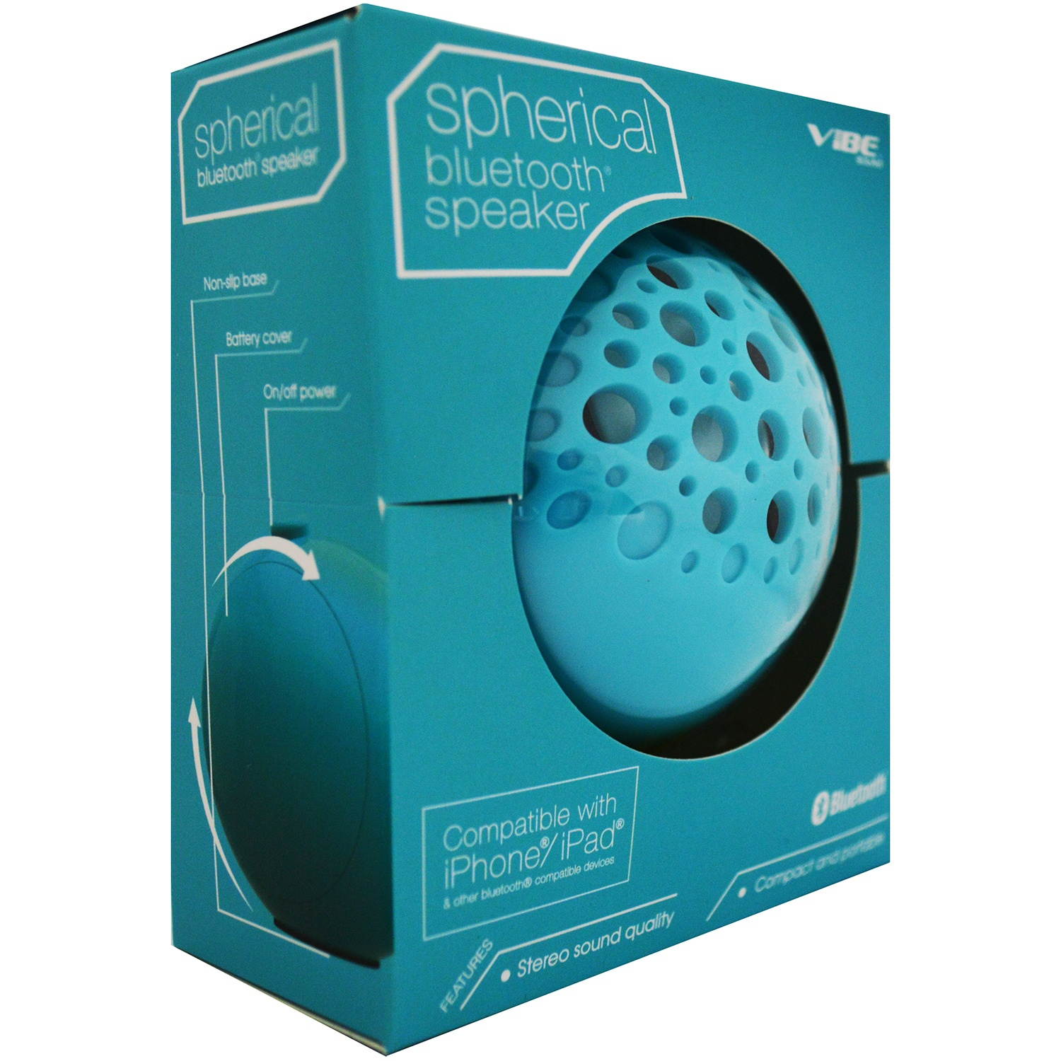 Vibe Spherical Portable Bluetooth Speaker for  Devices - Blue