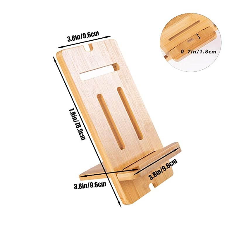 Cell Phone Stand, Desktop Wooden Mobile Phone Holder Natural Bamboo (Stand PCS)