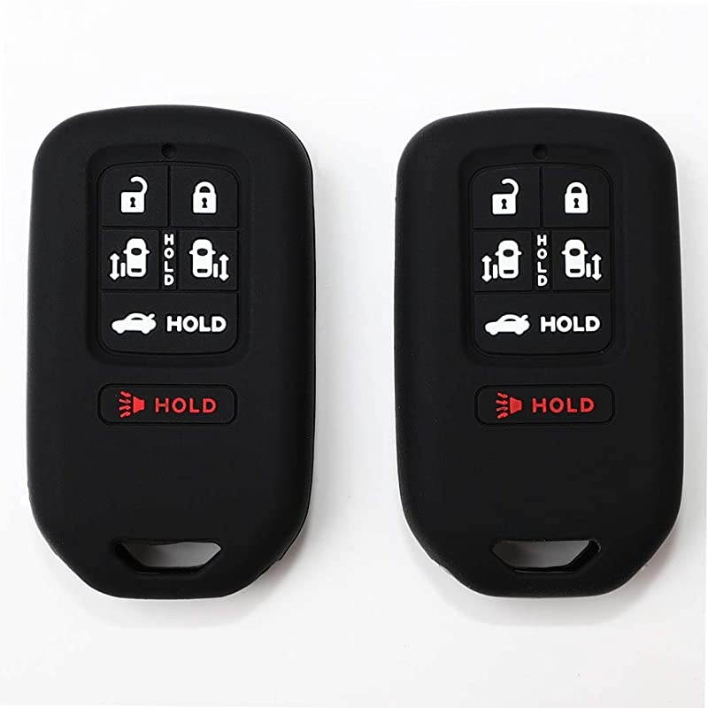 of 2 Black Black Remote Key Silicone Fob Cover Case Protector Skin Fits 2014 2015 2016 2017 Honda Odyssey EXL 6Button
