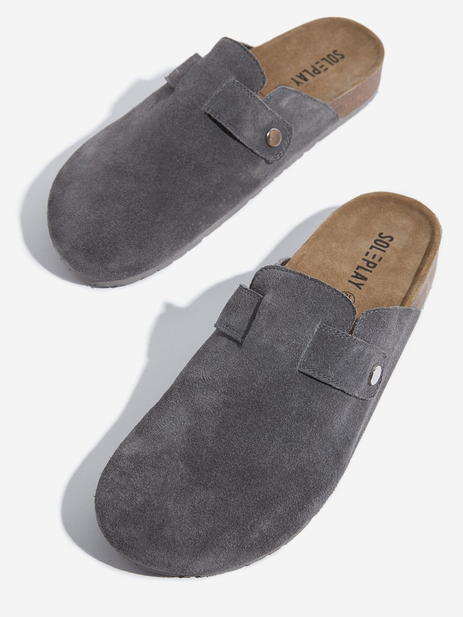 SOLEPLAY by Westside Grey Slip-On Leather Sandals