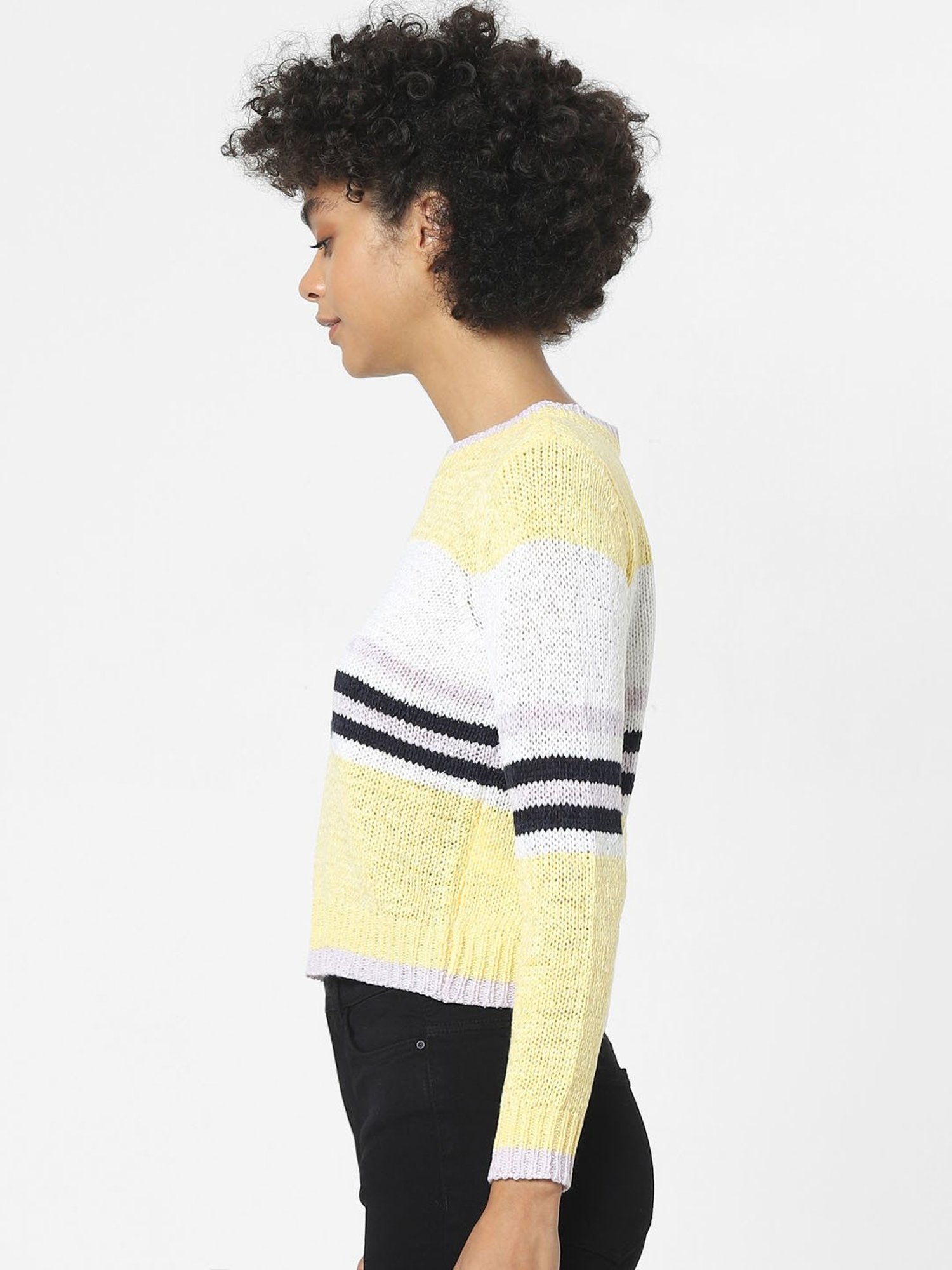 Only Yellow Self Design Pullover