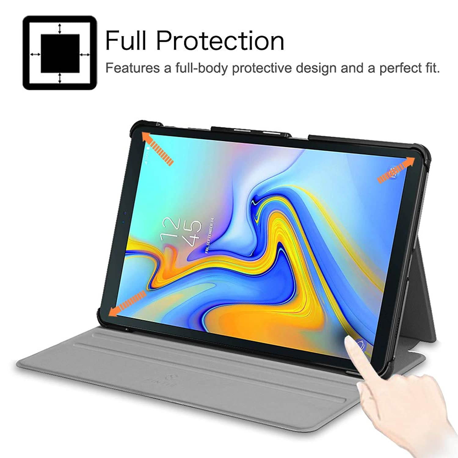 Fintie Case for Samsung Galaxy Tab A 10.5 2018 Model SM-T590/T595/T597, [Slim Shell] Lightweight Multi-Angle Viewing Folio Cover with Auto Sleep/Wake Feature, Black