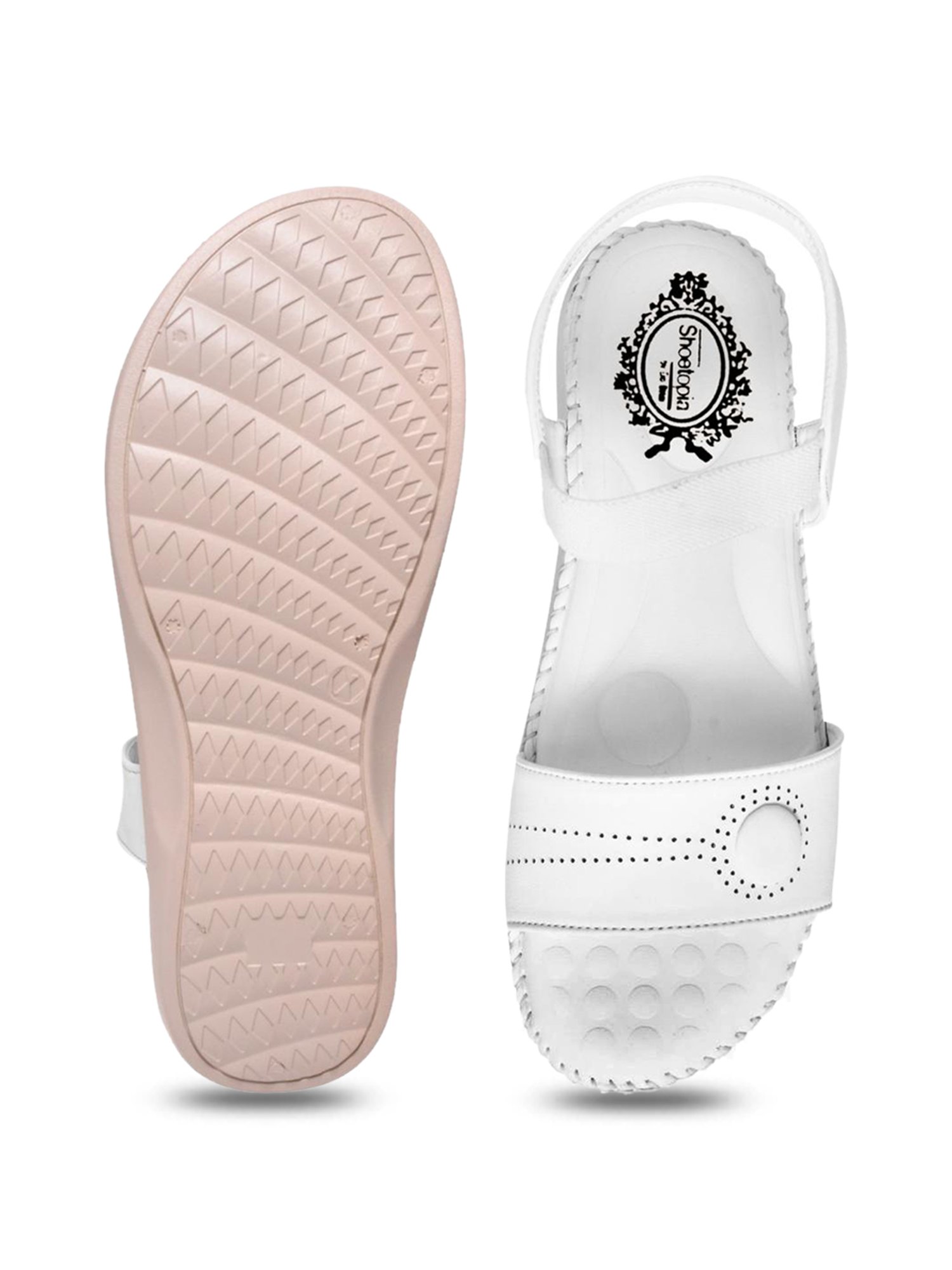 Shoetopia Women's White Ankle Strap Sandals