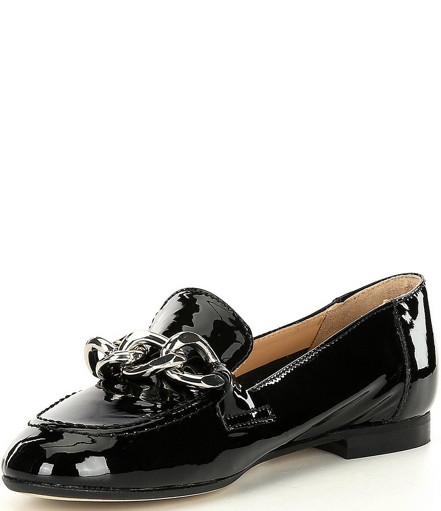 Donald Pliner Balton Patent Leather Chain Detail Loafers