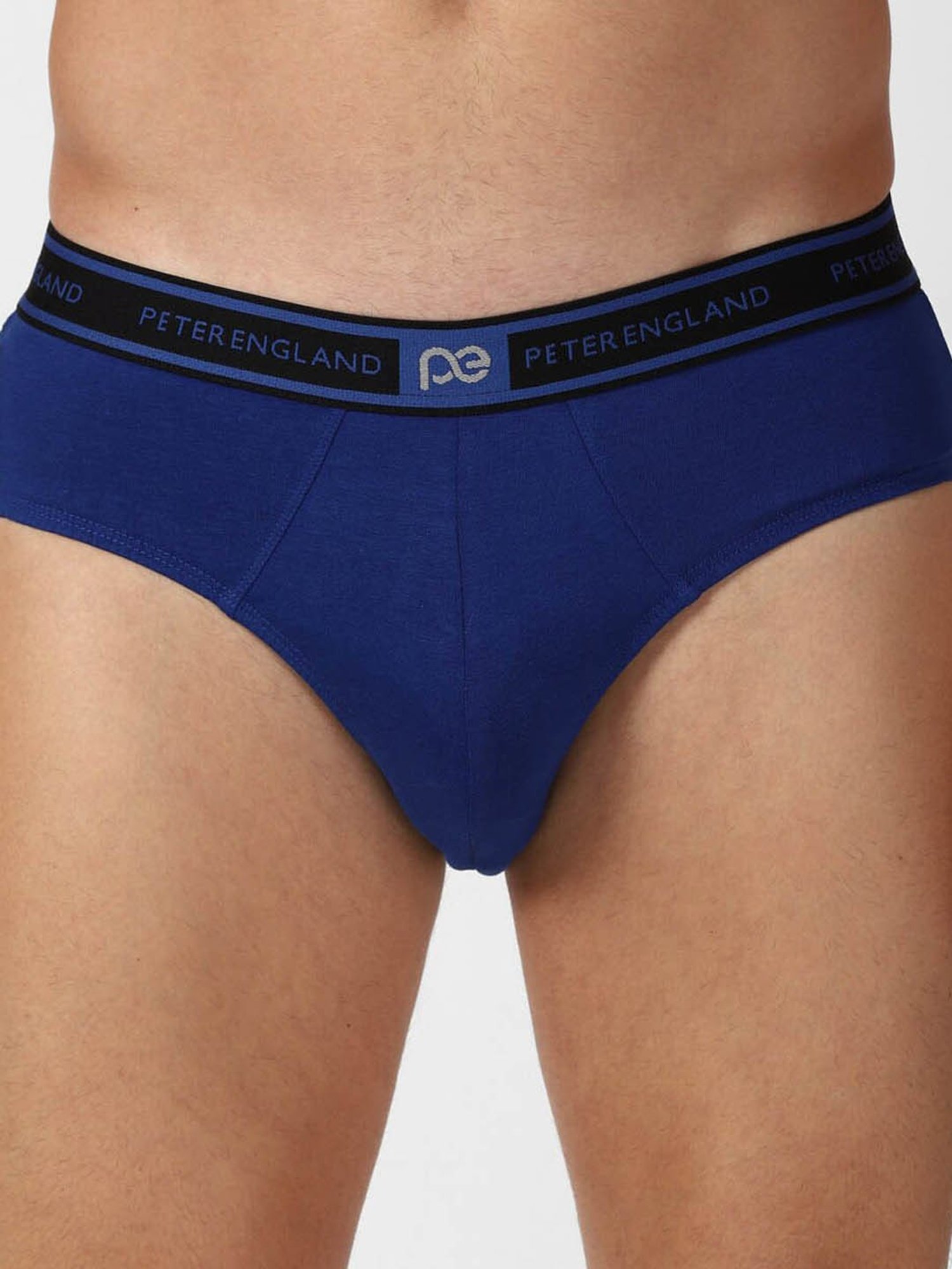 Peter England Blue Cotton Regular Fit Briefs - Pack Of 2