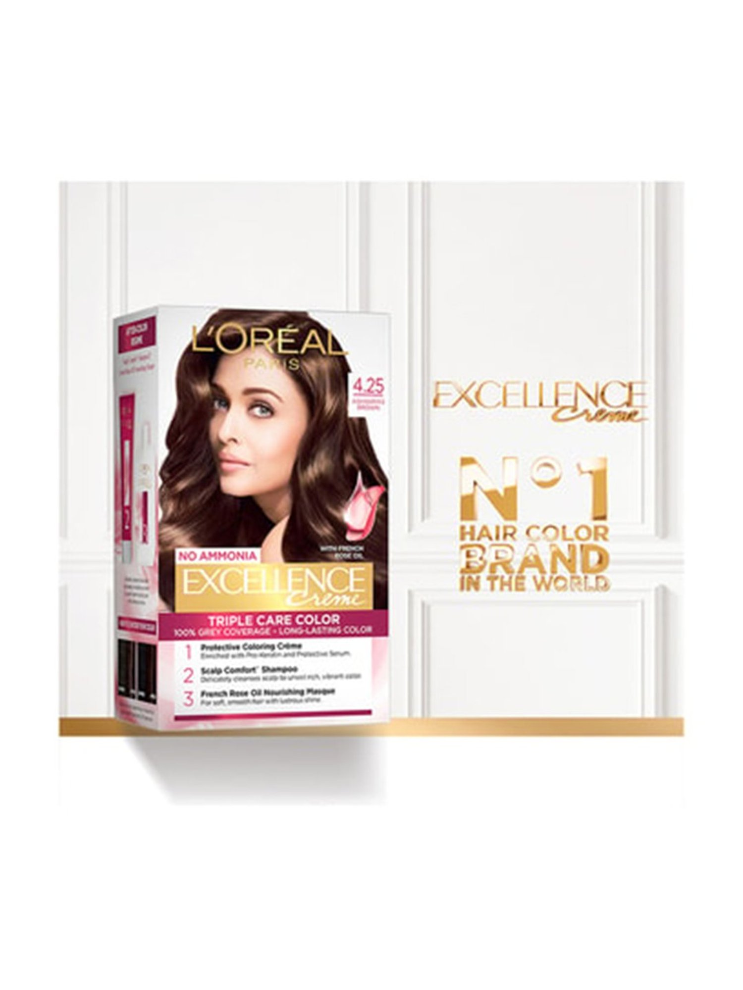 L'Oreal Paris Excellence Creme Triple Care Hair Color 4.25 Aishwarya's Brown - 72 ml + 100 gm