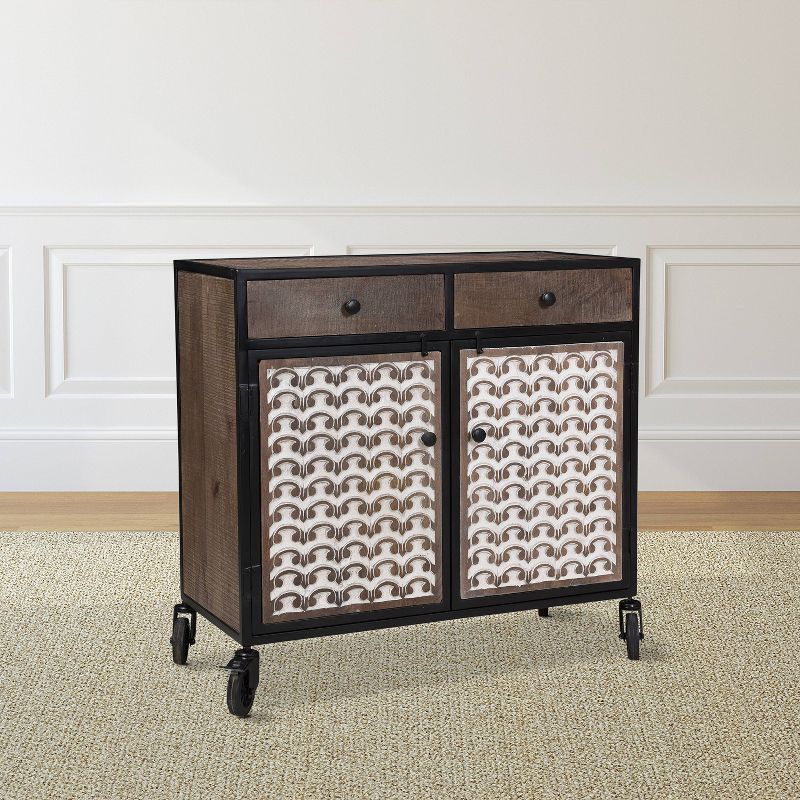 Garrett Accent Cabinet with Casters Light Brown/Ivory - Steve Silver Co.