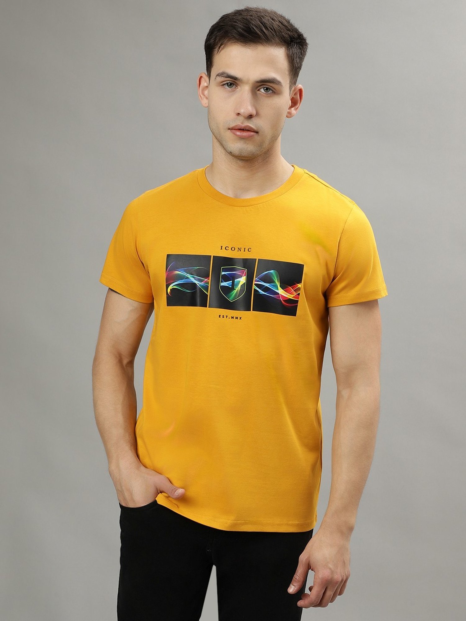 Iconic Men Graphic Regular Fit Cotton T-shirt