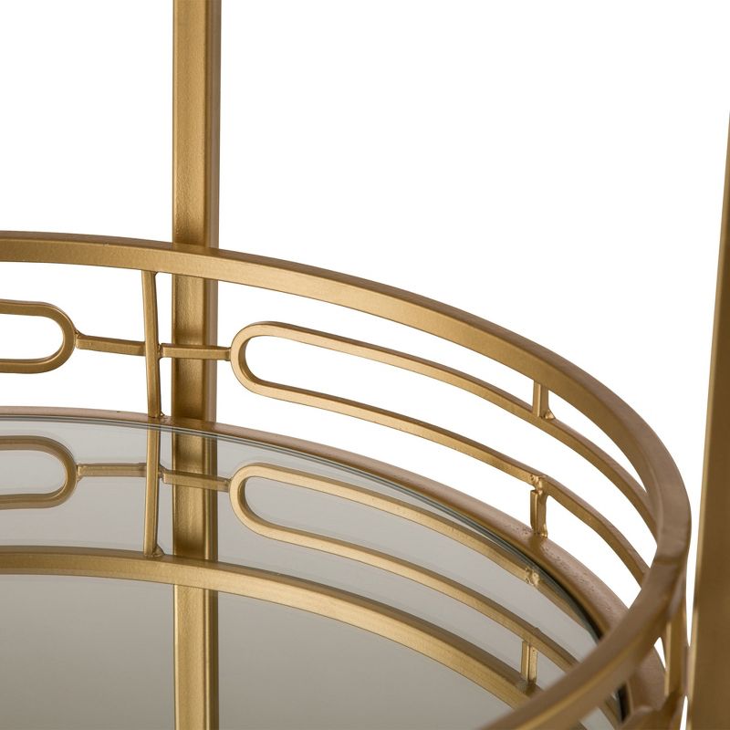 Deluxe Metal Round Mirrored Bar Cart Gold - Glitzhome