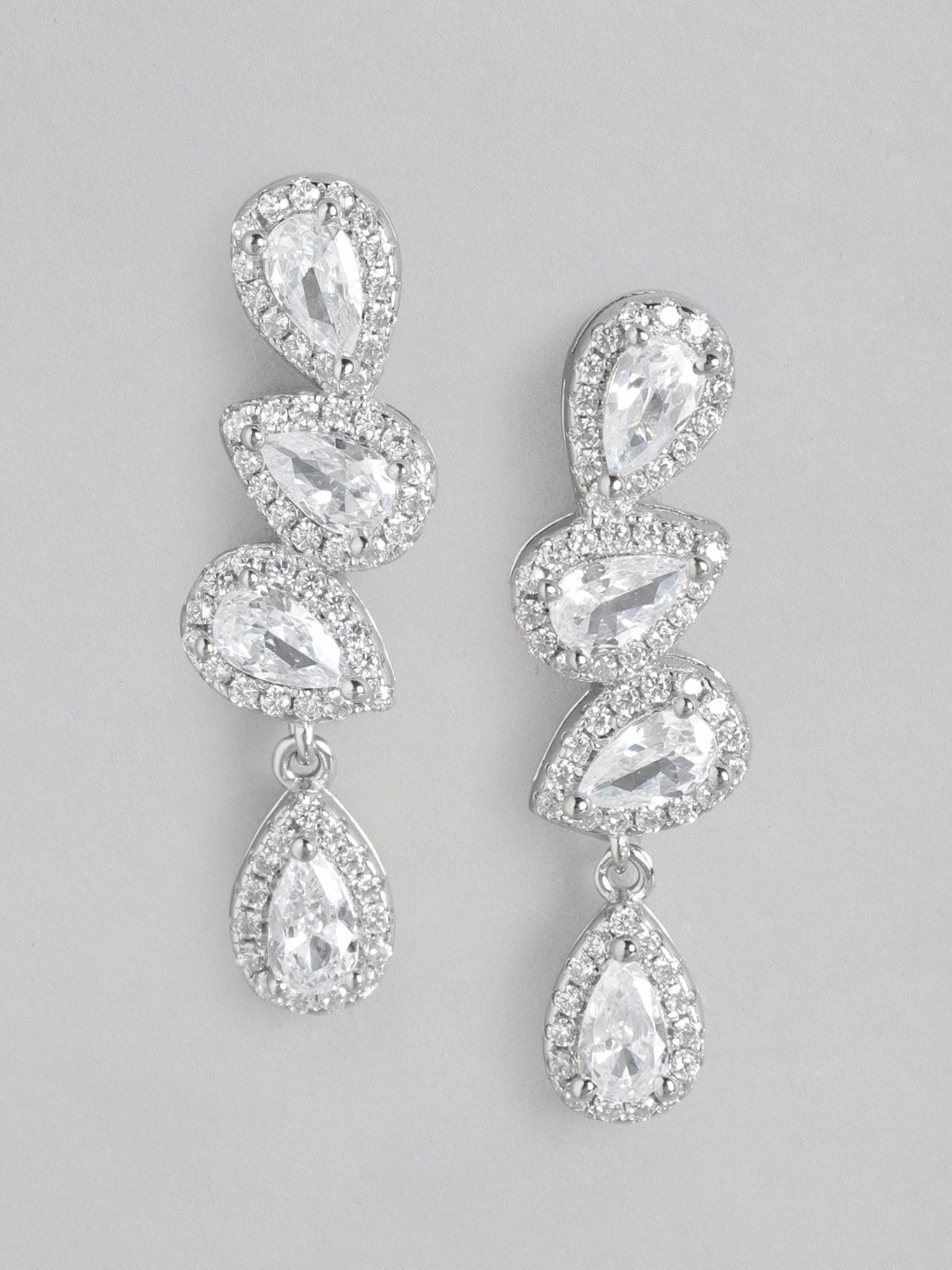 Zavya 92.5 Sterling Silver Dazzling Tear Radiance Drop Earrings for Women