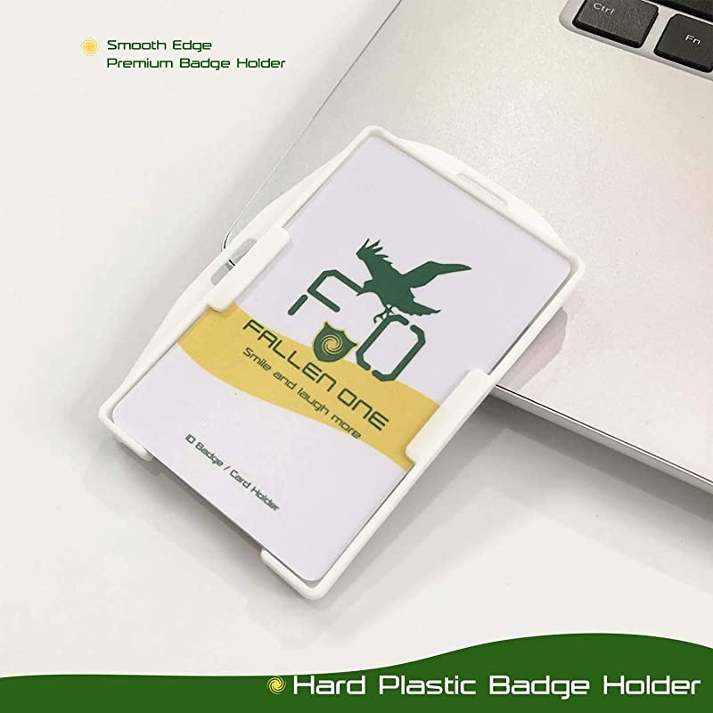 2 Pack White Premium Hard Rigid Plastic 2 Sided ID Badge Holder Horizontal or Veritcal Hold 2 Cards