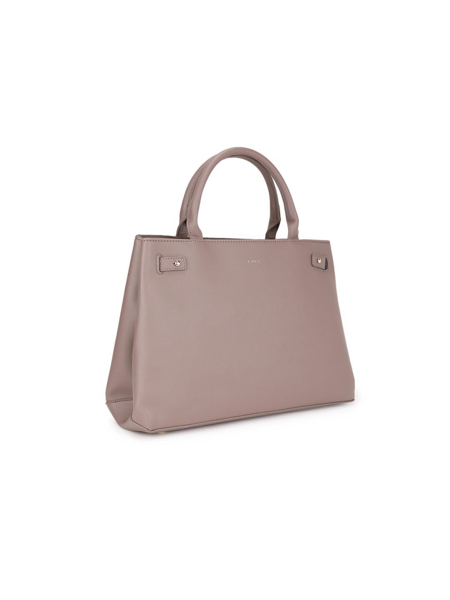 Tyra Ruby Taupe Solid Faux Leather Tote Handbag